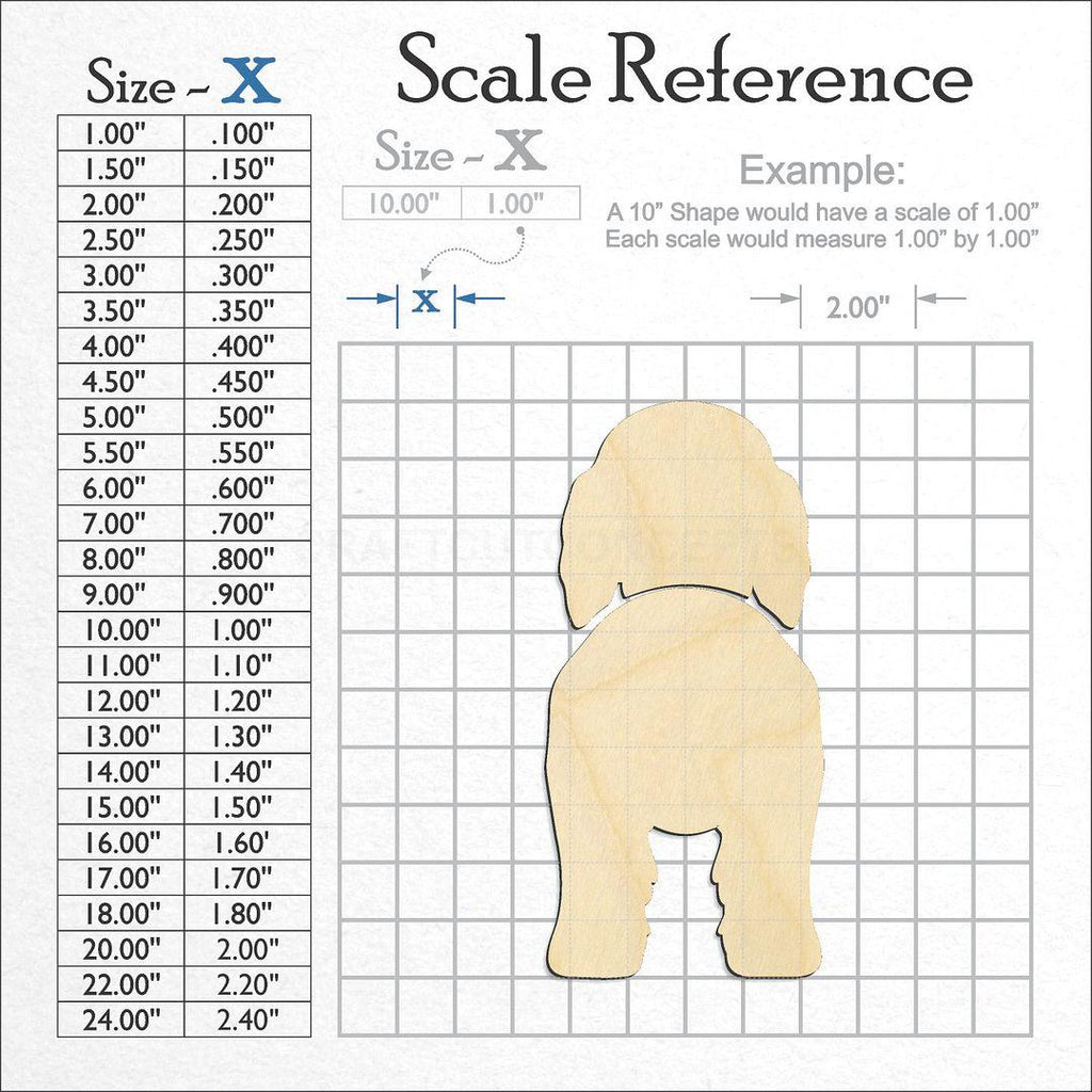 A scale and graph image showing a wood Field Spaniel craft blank