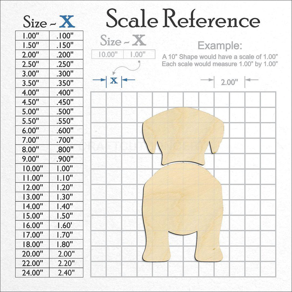 A scale and graph image showing a wood Flat Coated Retriever craft blank